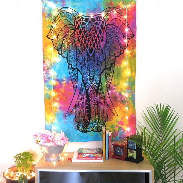 Wall Hanging Small Cotton Star Mandala Elephant Beautiful Tapestery Poster Art